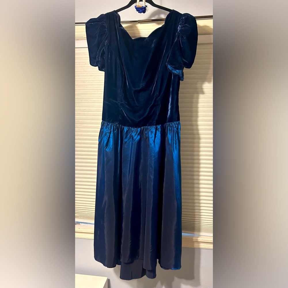 COPY - 1980s Vintage Blue Prom Dress- Plus Size!